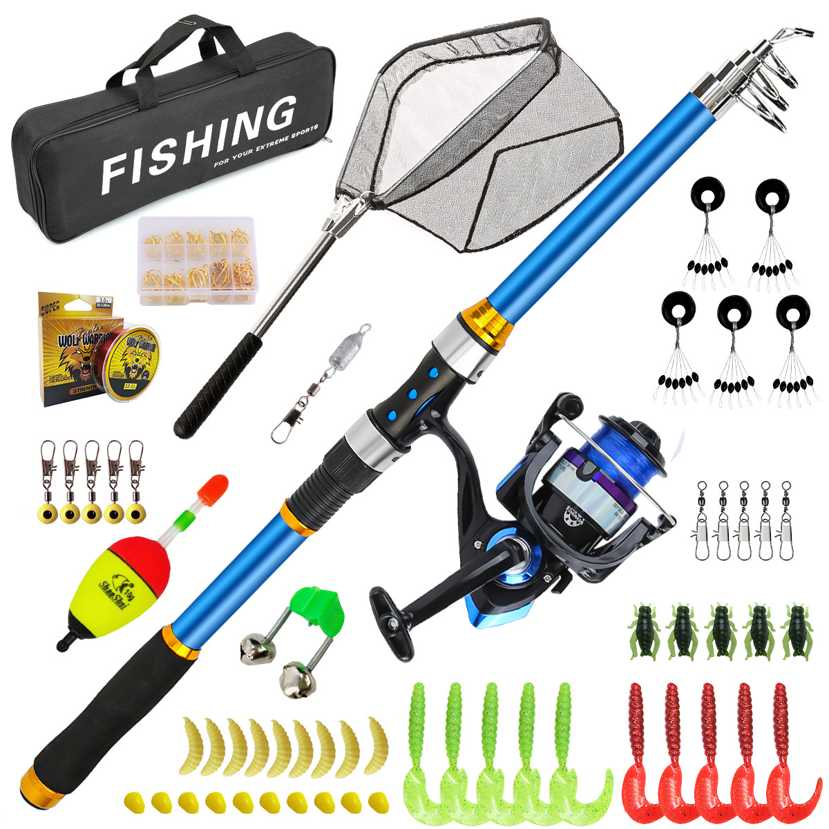 Fishing Kit Compact - Set di canne da pesca telescopiche
